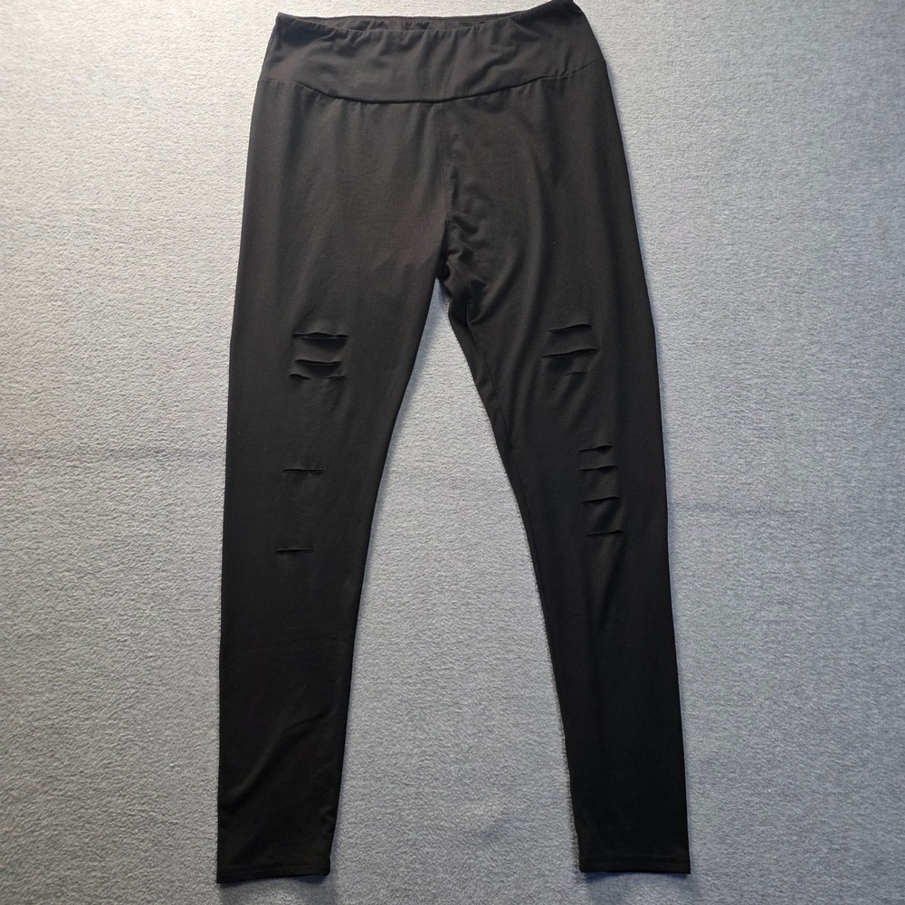DIBAOLONG Distressed Leggings Womens XXL Black High Rise Stretch Athleisure